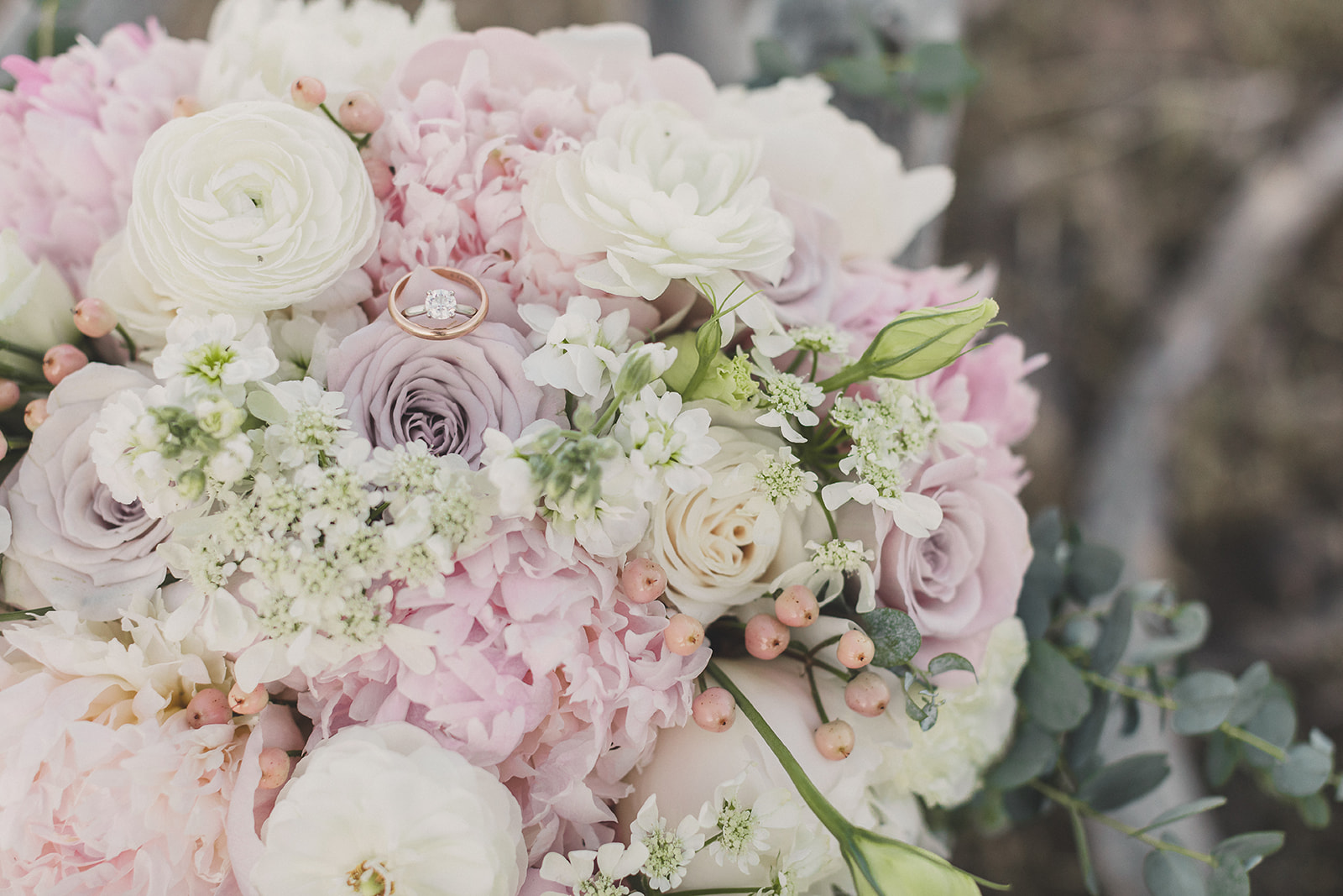 bride's pink and white bouquet for Red Rock Canyon Elopement photographed by Taylor Made Photography
